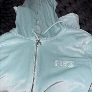PINK Velvet Light Blue Zip-Up Hoodie